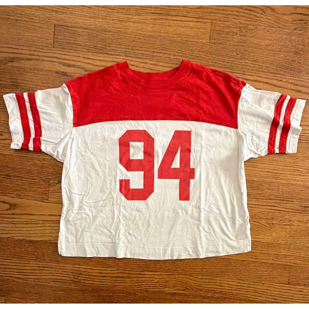 Old Navy Women's Red White Colorblock "94" Graphic Cotton T-Shirt Size M